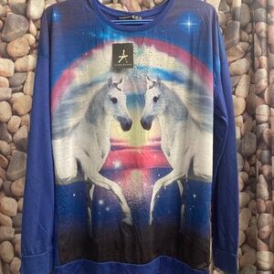 Atmosphere- womens sz 10 UK Unicorn print LS embellished lightweight shirt NWT